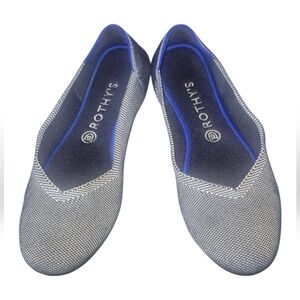 Rothy's Women's Round Toes Ballet Flats Navy & White  Sz W 9.5
